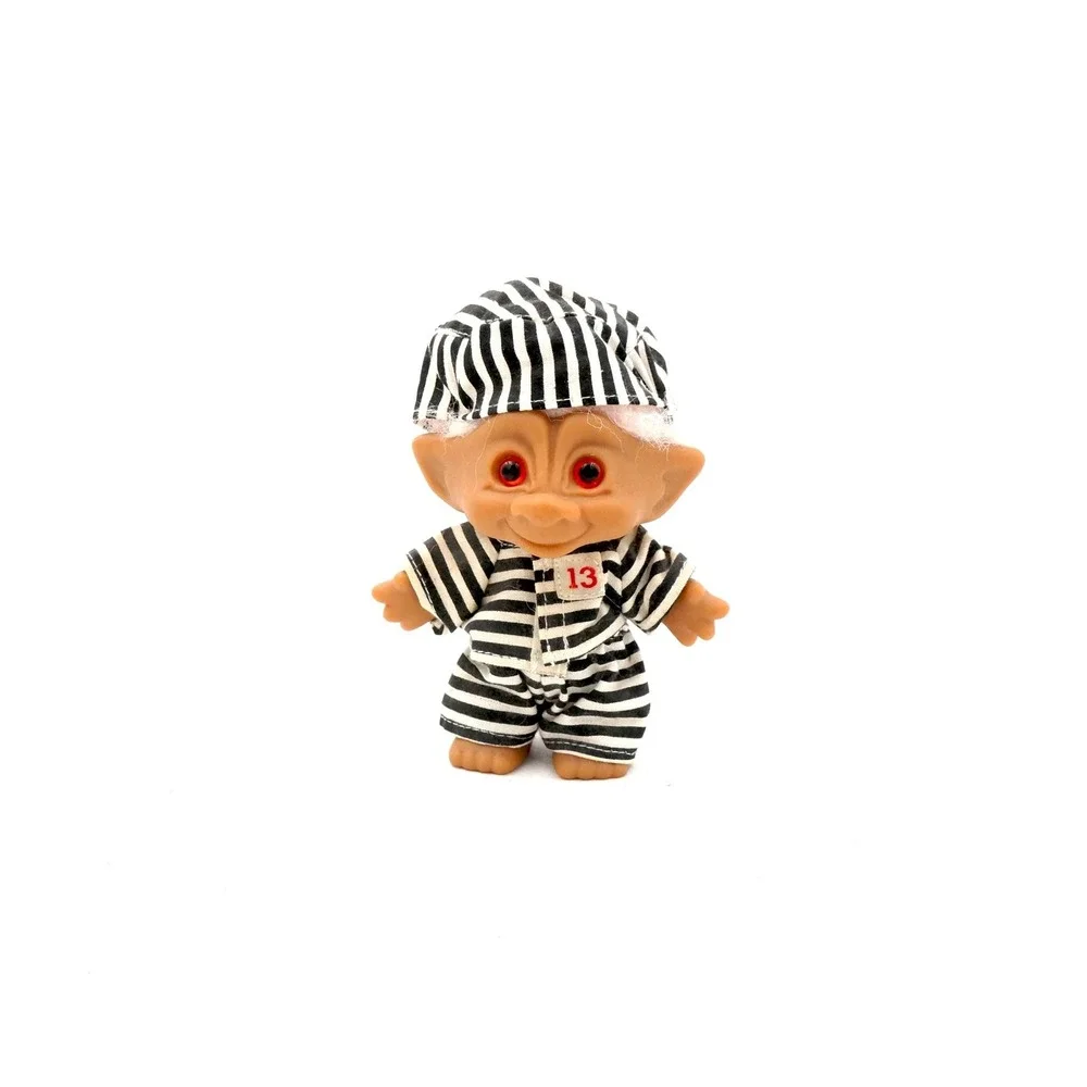 Vintage Troll Doll Prisoner Outfit Number 13 Red Eyes White Hair Collectible Toy